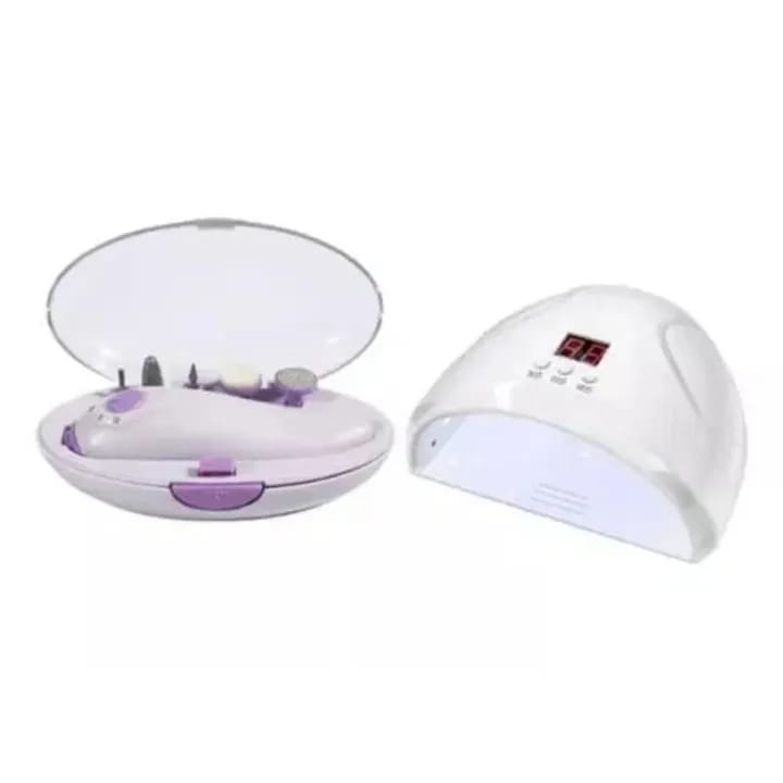 Showall 2-in-1 LED Nail Dryer & Electric Nail Kit - Professional Manicure Pedicure Kit with 5 Attachment Heads | UV LED Lamp Nail Polish Dryer + Nail Drill Buffer & Polisher Set for Home